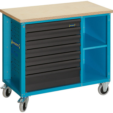 HAZET Mobilt arbejdsbord - flade skuffer: 6x 80x527x348 mm - høje skuffer: 1x 165x527x348 mm 177W-7