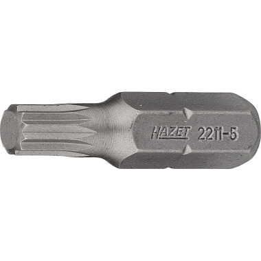 HAZET Bit - massiv sekskant 6,3 (1/4 tomme) - indvendig spline profil XZN - M5 mm 2211-5