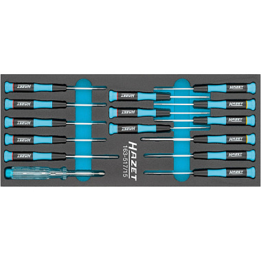 HAZET Elektronisk skruetrækkersæt - slidsprofil, Phillips profil PH, indvendig TORX® profil - antal værktøjer: 15 163-517/15