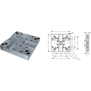 RÖHM Standard bundplade GP, 250x250 med DUO tårn med NC kompakt klemme 164018