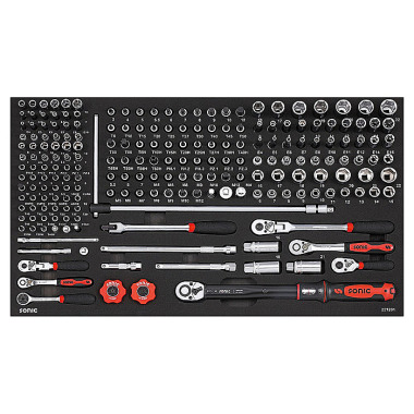 Sonic SFS 1/4” + 3/8” møtrik- og bitsæt 212 dele 221201