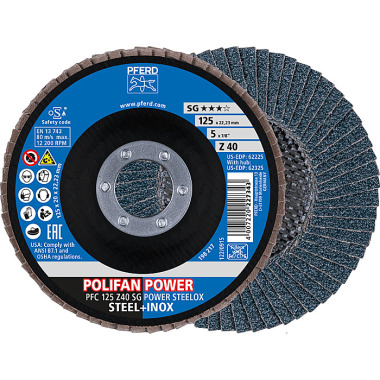 PFERD POLIFAN klapskiver PFC 125 Z40 SG POWER STEELOX (2) 69398198