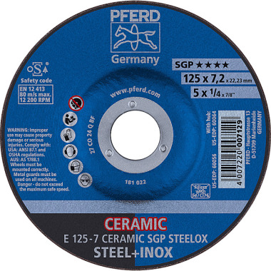 PFERD Slibeskive E 125-7 CERAMIC SGP STEELOX 62212300