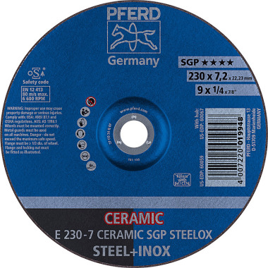 PFERD Slibeskive E 230-7 CERAMIC SGP STEELOX 62218300