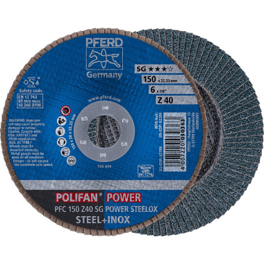 PFERD POLIFAN flap disc PFC 150 Z 40 SG POWER STEELOX 67784150