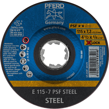 PFERD Grinding wheel E 115-7 PSF STEEL/X-LOCK 62011115