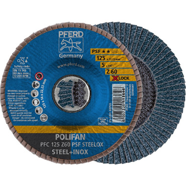 PFERD POLIFAN flap disc PFC 125 Z 60 PSF STEELOX/X-LOCK 67666126