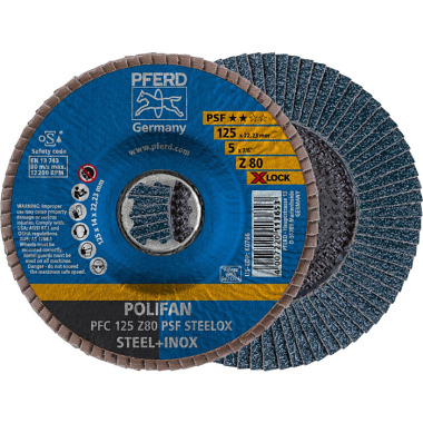 PFERD POLIFAN flap disc PFC 125 Z 80 PSF STEELOX/X-LOCK 67668126