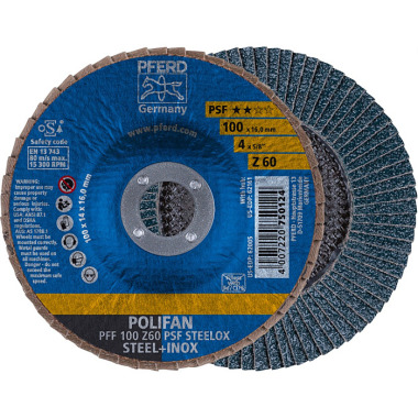 PFERD POLIFAN flap disc PFF 100 Z 60 PSF STEELOX /16.0 69300661