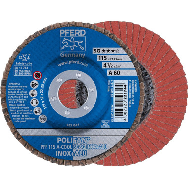 PFERD POLIFAN flap disc PFF 115 A-COOL 60 SG INOX+ALU 67656115