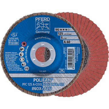 PFERD POLIFAN flap disc PFC 125 A-COOL 60 SG INOX+ALU 67756125