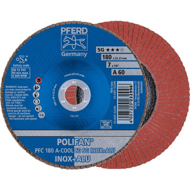 PFERD POLIFAN flap disc PFC 180 A-COOL 60 SG INOX+ALU 67756185