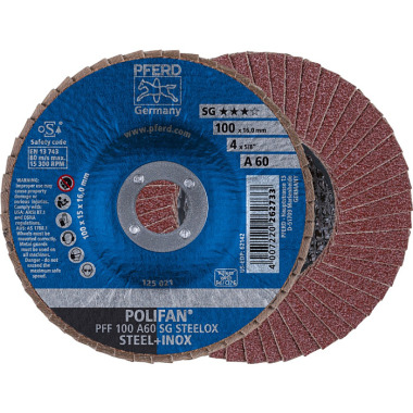 PFERD POLIFAN flap disc PFF 100 A 60 SG STEELOX/16.0 67606100