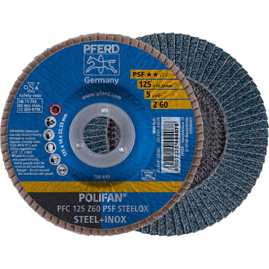 PFERD POLIFAN flap disc PFC 125 Z 60 PSF STEELOX 67766125