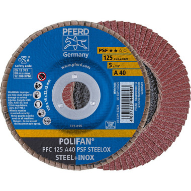 PFERD POLIFAN flap disc PFC 125 A 40 PSF STEELOX 67744125