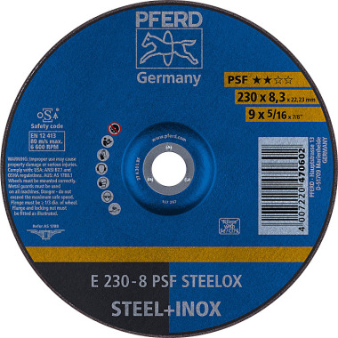 PFERD Slibeskive E 230-8 PSF STEELOX 62023831