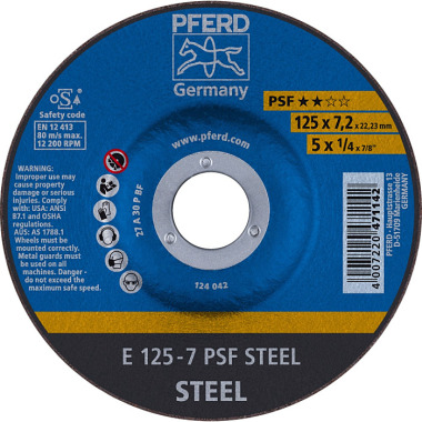 PFERD Grinding wheel E 125-7 PSF STEEL 62012634