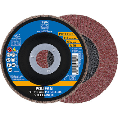 PFERD POLIFAN flap disc PFF 115 A 40 PSF STEELOX 67644115