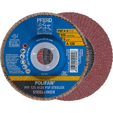 PFERD POLIFAN flap disc PFF 125 A 120 PSF STEELOX 67649125