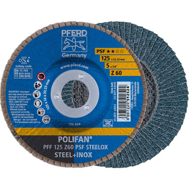 PFERD POLIFAN flap disc PFF 125 Z 60 PSF STEELOX 67666125