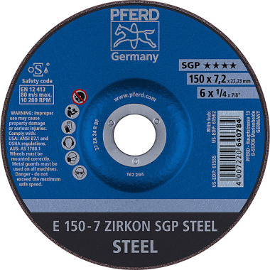 PFERD Slibeskive E 150-7 ZIRCON SGP STÅL 62215326