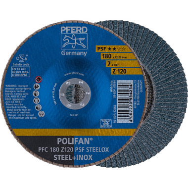 PFERD POLIFAN flap disc PFC 180 Z 120 PSF STEELOX 67769185