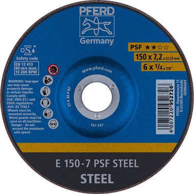 PFERD Grinding wheel E 150-7 PSF STEEL 62015628