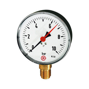 Riegler Standard manometer, stålplade, G 1/2 bund, -1 / +5,0 bar, Ø 160 101985