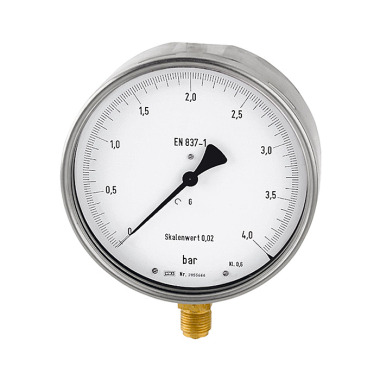 Riegler Fin manometer, G 1/2 radial bund, 0 - 1,0 bar, Ø 160 102565