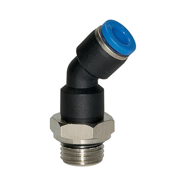 Riegler Push-in fitting 45° »Blue Series«, drejelig, M5 udvendig Ø 4 mm 109223