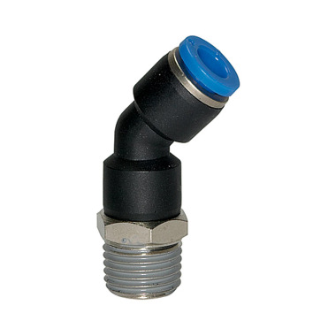 Riegler Push-in fitting 45° »Blue series«, drejelig, R 1/8 udvendig, Ø 4mm 109242