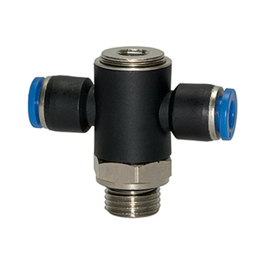 Riegler T-stik fitting »Blue Series«, drejelig, G 1/8 udvendig, Ø 6 mm 109564