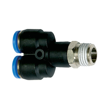 Riegler Y push-in fitting ”Blue Series”, drejelig, R 1/8 udvendig, Ø 4 mm 109605