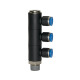 Riegler L-manifold »Blue series«, 3-vejs, drejelig, R 1/8 a. Ø4mm 109685