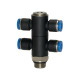 Riegler T-manifold »Blue Series«, 4-vejs, drejelig, G 1/8 a. Ø4mm 109745