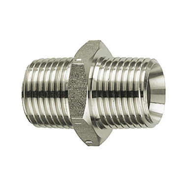 Riegler Dobbeltgevind nippel, R 1/8 a., R 1/8 a., SW 10, rustfrit stål 1.4571 125690