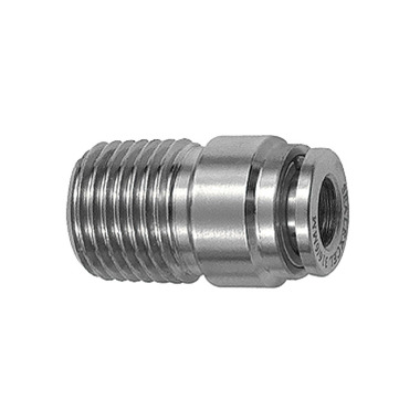 Riegler Lige push-in fitting, rund, R 1/8 a., slange Ø 4, ES 1.4404 135107