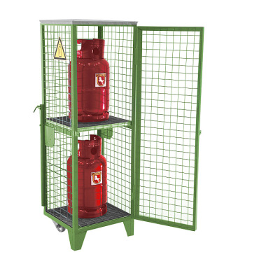 BAUER Gasflaskedepot GFD-R 2, malet, RAL 6011 Reseda-grøn 4495-01-0000-4