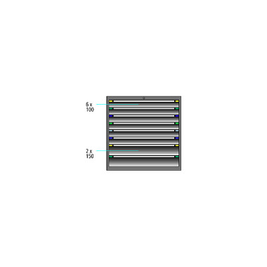 ThurMetall Skuffeskab (BxDxH) 605x695x1000mm NØGLE Lås lyseblå RAL 5012 84.296.010