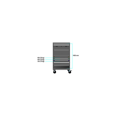 ThurMetall Mobilt rulleskoddeskab (BxDxH) 1005x691x1813 mm NØGLE Lås lysegrå RAL 7035 53.418.020