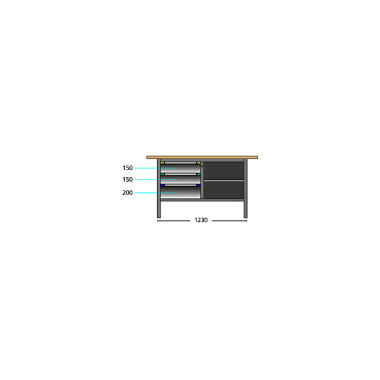 ThurMetall Kompakt arbejdsbord (BxDxH) 1500x700x845mm Multiplex NØGLE Lås lyseblå RAL 5012 64.809.010