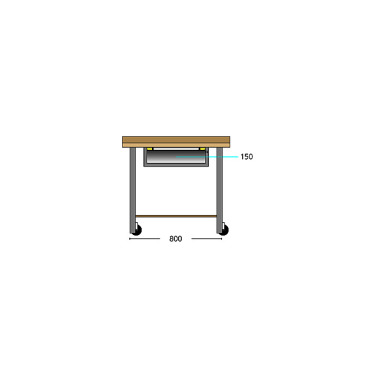 ThurMetall Mobilt arbejdsbord (BxDxH) 1000x700x880/900mm bøg NØGLE Lås lyseblå RAL 5012 84.650.010