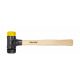 Wiha Safety kunststofhammer mellemblød/mellemhård med Hickory-træskaft, rundt slaghoved (26434) 30 mm