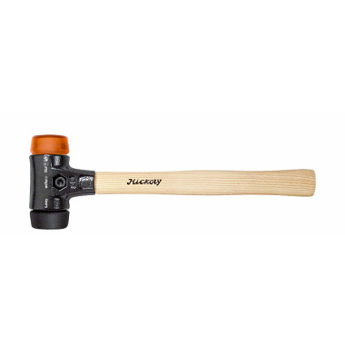 Wiha Safety kunststofhammer mellemblød/hård med Hickory-træskaft, rundt slaghoved (26611) 30 mm