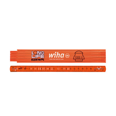 Wiha Elektrikertommestok Longlife 2 m metrisk, 10 led (42068) orange