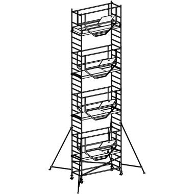 HYMER Fahrgerüst ADVANCED SAFE-T mit Ausleger, Modul 1+2+3+4, Bühnenlänge 2,08 m, Rahmenteilbreite 0,72 m, Reichhöhe 9,27 m 707509