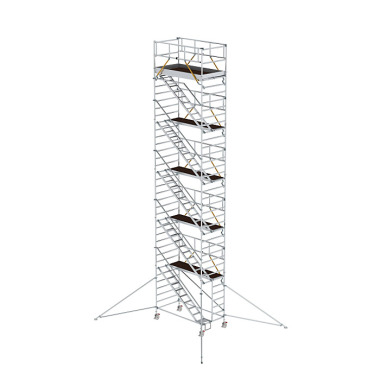 MUNK Mobile scaffolding SG 1.35 נ2.45 m with inclined ascents & outrigger platform height 10.35 m 167511