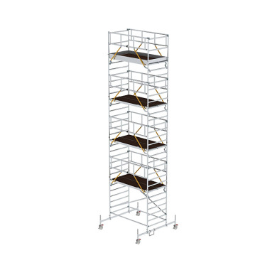 MUNK Mobile scaffolding SG 1.35 × 2.45 m with chassis bar & double platform platform height 8.58 m 174837