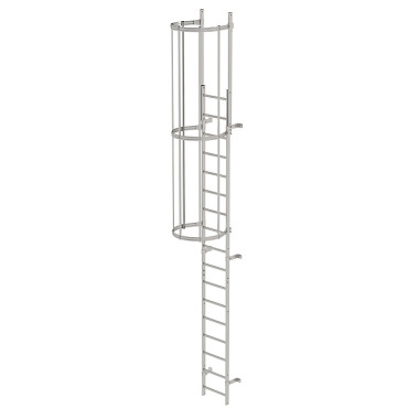 MUNK Single-flight vertical ladder with back protection stainless steel 5.96m 530100