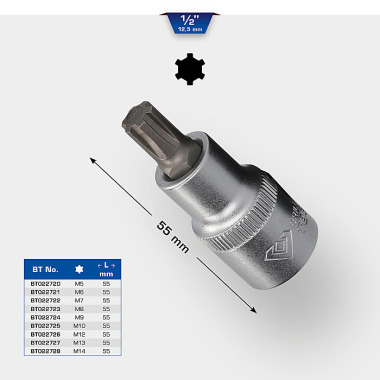 Brilliant  1/2" Bit-Schraubendreher, RIBE, 55mm, M8 BT022723